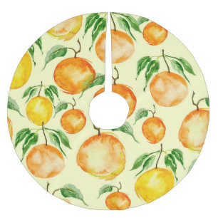 Jupon De Sapin En Polyester Brossé Aquarelle agrumes, motif tropical.