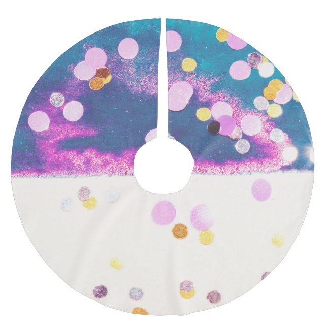 Jupon De Sapin En Polyester Brossé Aquarelle bleu Abstraite (Devant)