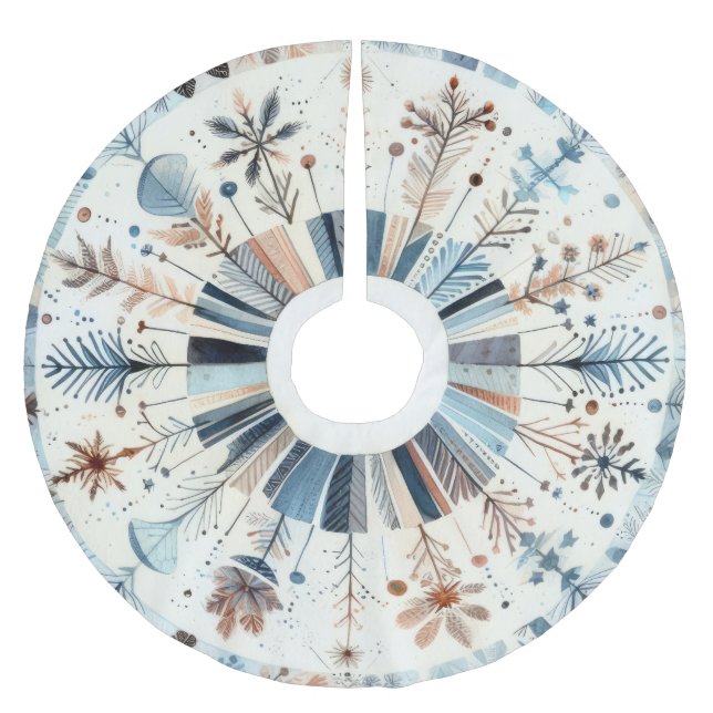 Jupon De Sapin En Polyester Brossé Aquarelle Boho Russe Noël Holiday (Devant)