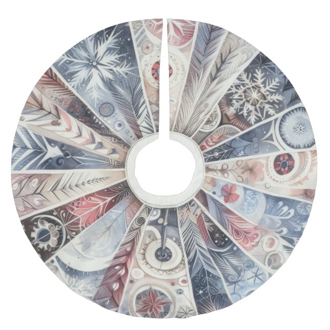 Jupon De Sapin En Polyester Brossé Aquarelle Boho Russe Noël Holiday (Devant)