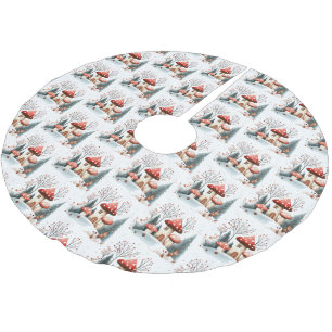 Jupon De Sapin En Polyester Brossé Aquarelle Bois Champignons Forêt Enchantée