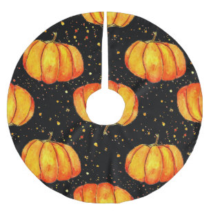 Jupon De Sapin En Polyester Brossé Aquarelle citrouilles d'automne, impression Hallow