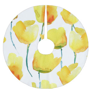 Jupon De Sapin En Polyester Brossé Aquarelle de tulipes colorées : Illustration trans