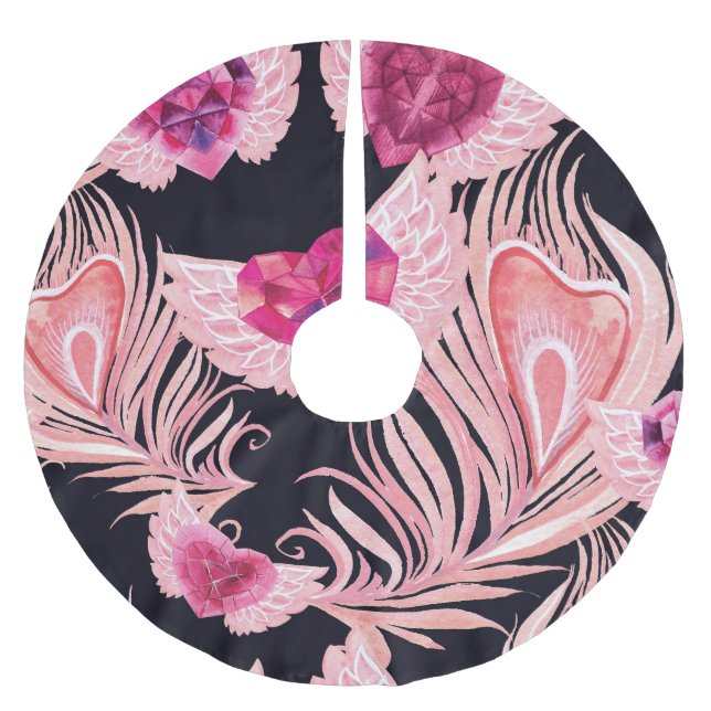 Jupon De Sapin En Polyester Brossé Aquarelle douce et transparente Motif de Valentine (Devant)