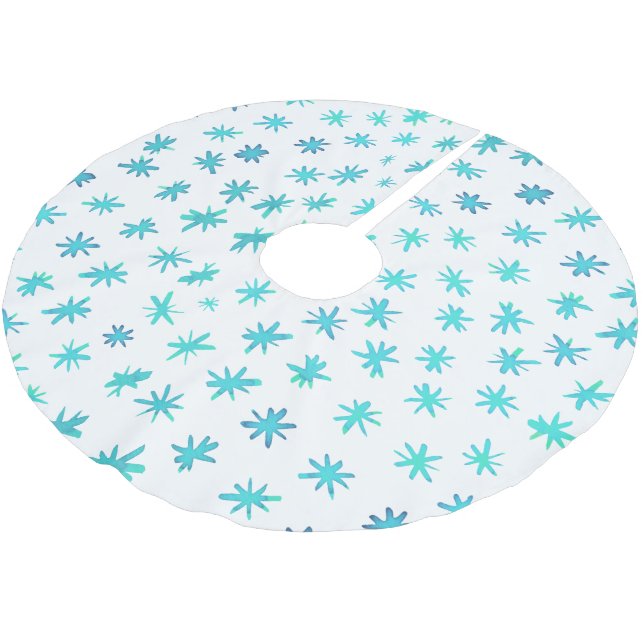 Jupon De Sapin En Polyester Brossé Aquarelle étoile - turquoise (Angle)