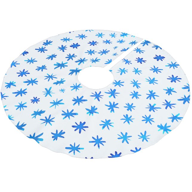Jupon De Sapin En Polyester Brossé Aquarelle étoilée - bleu (Angle)