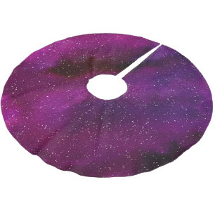 Jupon De Sapin En Polyester Brossé Aquarelle Galaxies rose violet