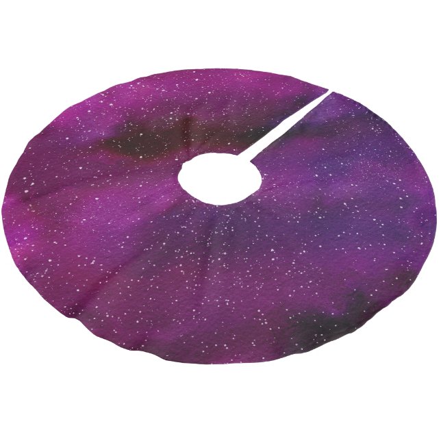 Jupon De Sapin En Polyester Brossé Aquarelle Galaxies rose violet (Angle)