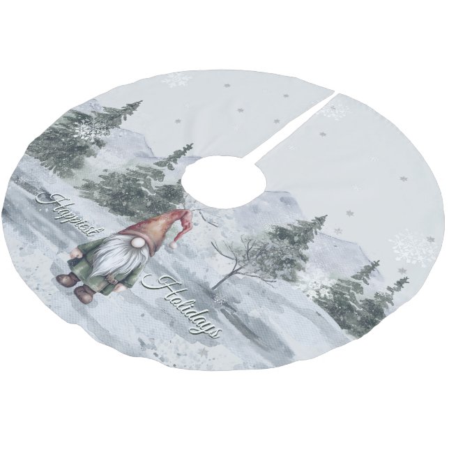 Jupon De Sapin En Polyester Brossé Aquarelle Gnome (Angle)