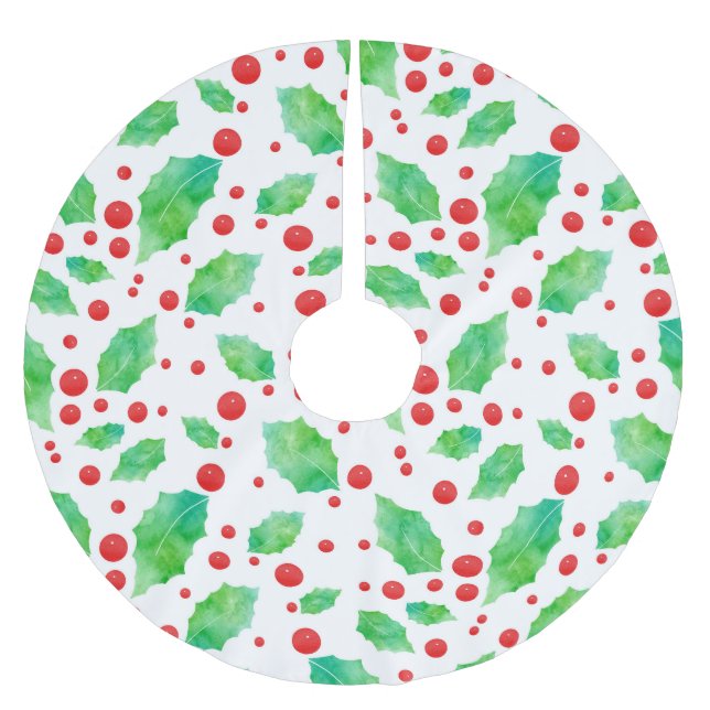 Jupon De Sapin En Polyester Brossé Aquarelle Holly Motif Bandana (Devant)