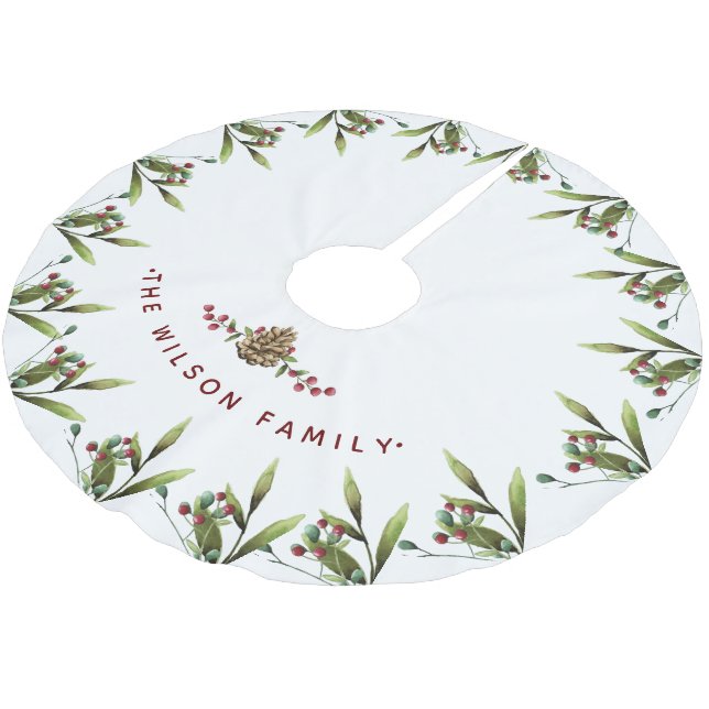 Jupon De Sapin En Polyester Brossé Aquarelle Noël Cherche vacances (Angle)