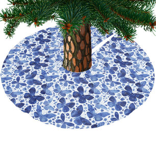 Jupon De Sapin En Polyester Brossé Aquarelle papillon bleu