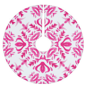 Jupon De Sapin En Polyester Brossé Aquarelle rose : conception géométrique des carrea