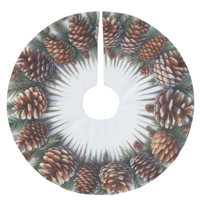 Jupon De Sapin En Polyester Brossé Aquarelle Russe Pays Pinecones de Noël (Devant)