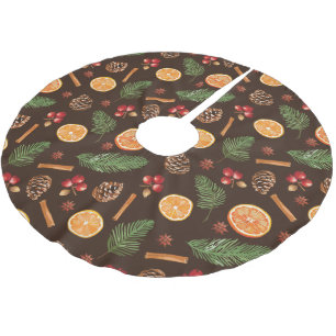Jupon De Sapin En Polyester Brossé Aquarelle Rustique Motif botanique Noël