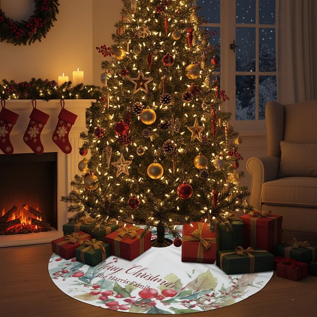 Jupon De Sapin En Polyester Brossé Aquarelle sainte couronne personnalisée Noël (Créateur téléchargé)