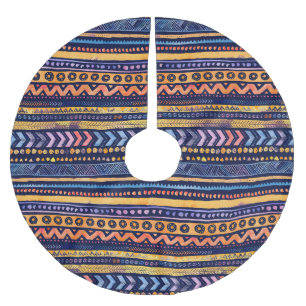 Jupon De Sapin En Polyester Brossé Aquarelle tribale ethnique Motif foncé
