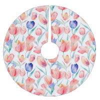 Aquarelle Tulipes Motif Arbre Jupe