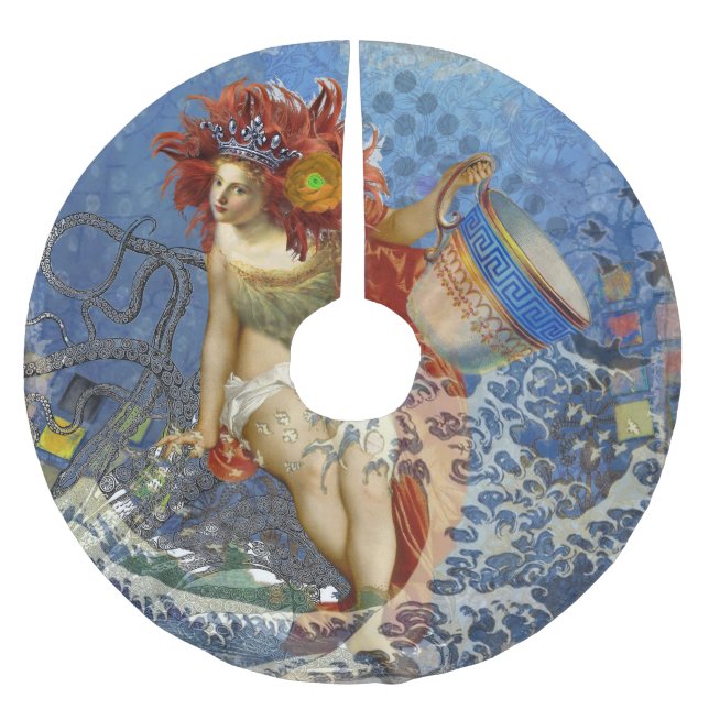 Jupon De Sapin En Polyester Brossé Aquarius Mermaid Bleu gothique (Devant)