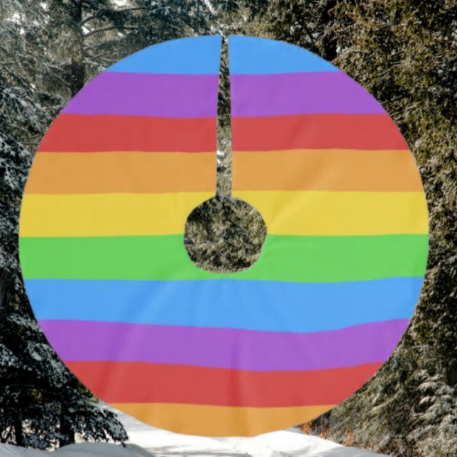 Jupon De Sapin En Polyester Brossé Arbre de la fierté : Drapeau arc-en-ciel (Créateur téléchargé)