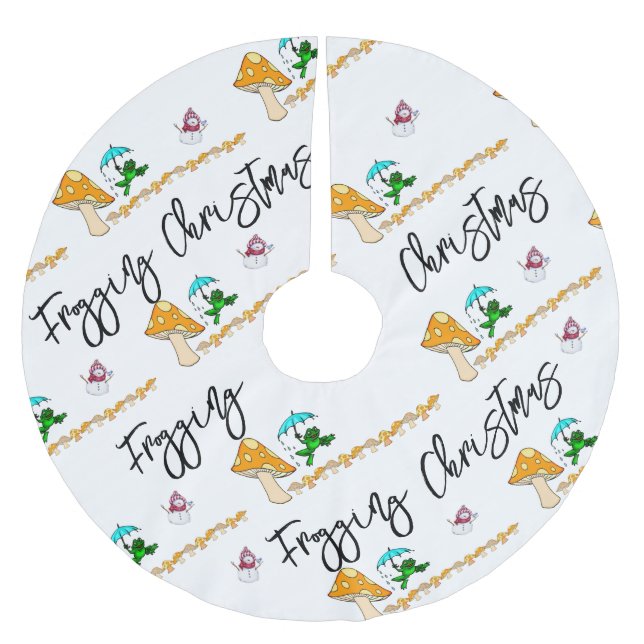 Jupon De Sapin En Polyester Brossé Arbre de Noël Jupe Snowman Frogging Champion (Devant)