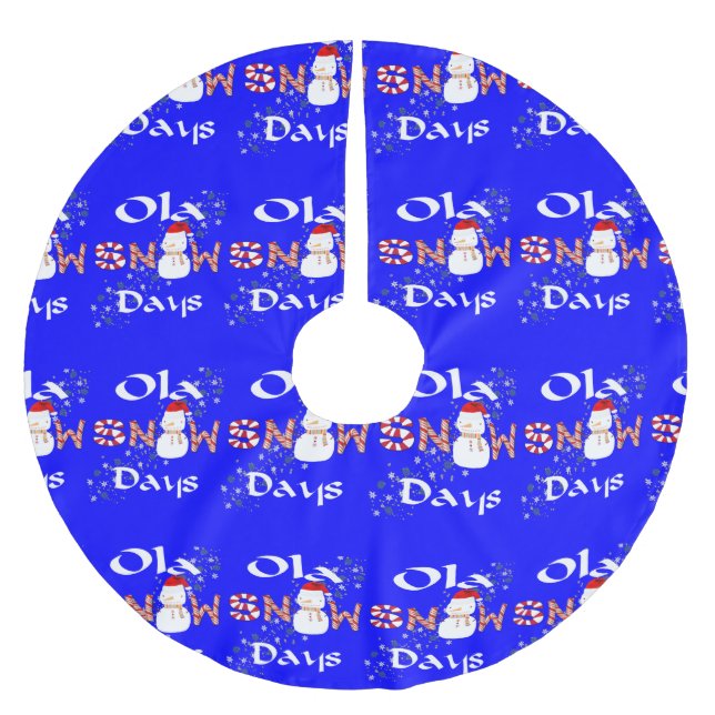 Jupon De Sapin En Polyester Brossé Arbre de Noël Jupe Snowman Jours de neige (Devant)