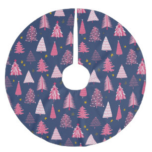 Jupon De Sapin En Polyester Brossé Arbre de Noël rose et bleu moderne