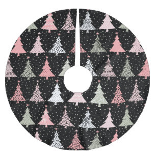 Jupon De Sapin En Polyester Brossé Arbre de Noël rose et vert avec Arrière - plan noi