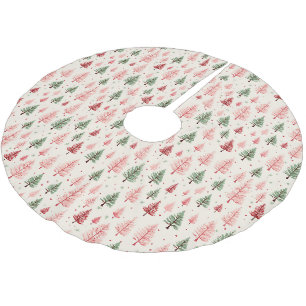 Jupon De Sapin En Polyester Brossé Arbre de Noël rose vintage