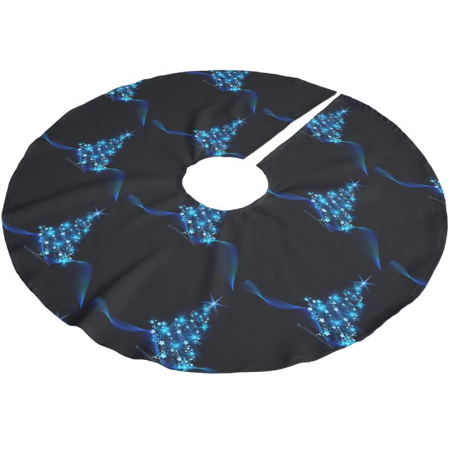 Jupon De Sapin En Polyester Brossé arbre de Noël stylisé SlipperyJoe bleu brillant s (Angle)