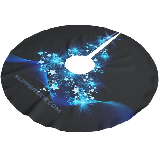 Jupon De Sapin En Polyester Brossé arbre de Noël stylisé SlipperyJoe bleu brillant s (Angle)