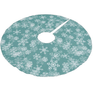 Jupon De Sapin En Polyester Brossé Arbre Jupe-Flocon de neige-Teal