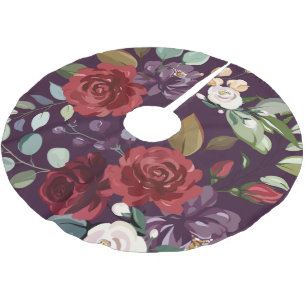 Jupon De Sapin En Polyester Brossé Arbre personnalisé Jupe Plum violet Rose Gold Geo