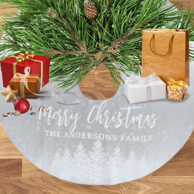 Jupon De Sapin En Polyester Brossé Arbres de neige blancs modernes Métallurgique Noël (Créateur téléchargé)