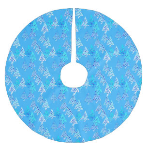 Jupon De Sapin En Polyester Brossé Arbres de Noël à fleurs modernes - bleu ciel