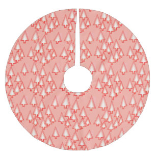 Jupon De Sapin En Polyester Brossé Arbres de Noël métalliques modernes - corail orang