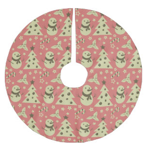 Jupon De Sapin En Polyester Brossé Arbres de Noël rétro sucre de canne étoile aux bai