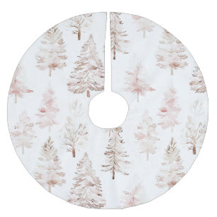 Jupon De Sapin En Polyester Brossé Arbres de Noël rose vif