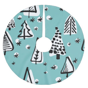 Jupon De Sapin En Polyester Brossé Arbres de Noël scandinaves : graphismes vintages.