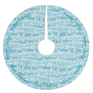 Jupon De Sapin En Polyester Brossé Arbres de Noël turquoises