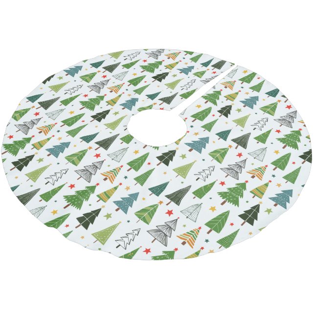 Jupon De Sapin En Polyester Brossé Arbres rétro (Angle)