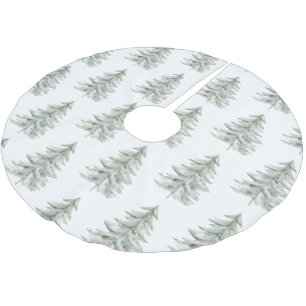 Jupon De Sapin En Polyester Brossé Arbres verts blancs de Noël