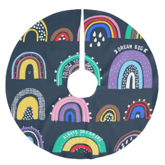 Jupon De Sapin En Polyester Brossé Arcs en arc-en-ciel dans un style foncé, dessiné à