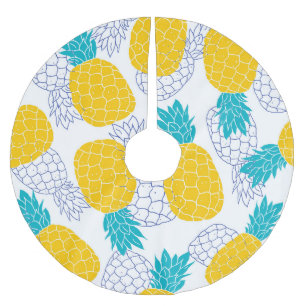 Jupon De Sapin En Polyester Brossé Arrière - plan blanc ananas, motif sans soudure.