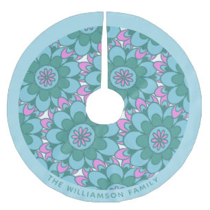 Jupon De Sapin En Polyester Brossé Art de fleur de mandala bohème vert cyan personnal