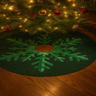 Jupon De Sapin En Polyester Brossé Art de flocon de neige en cristal d'émeraude