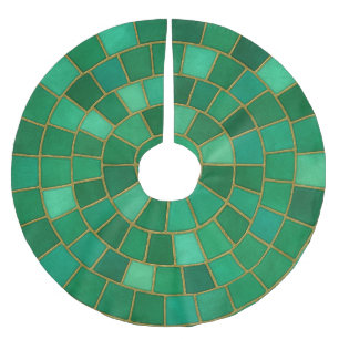 Jupon De Sapin En Polyester Brossé Art de motif de cercle en mosaïque émeraude