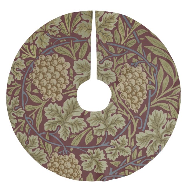 Jupon De Sapin En Polyester Brossé Art de vigne rouge vert William Morris (Devant)