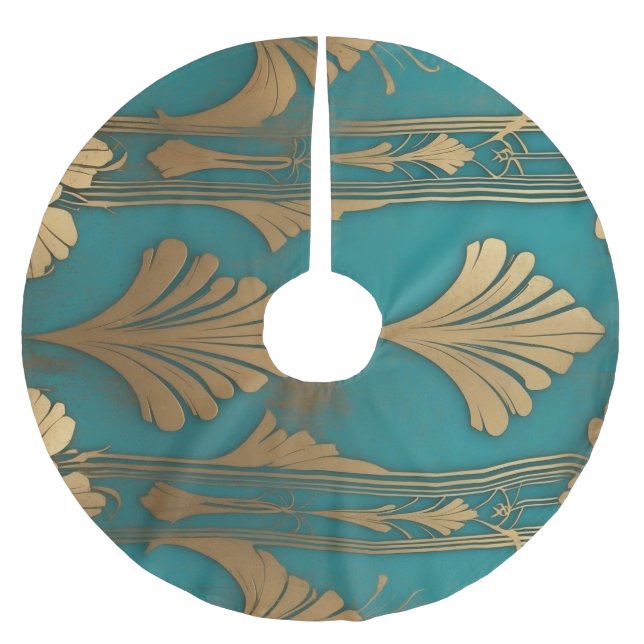 Jupon De Sapin En Polyester Brossé Art déco en bleu et or (Devant)