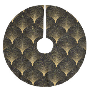 Jupon De Sapin En Polyester Brossé Art Déco : motif d'or noir.